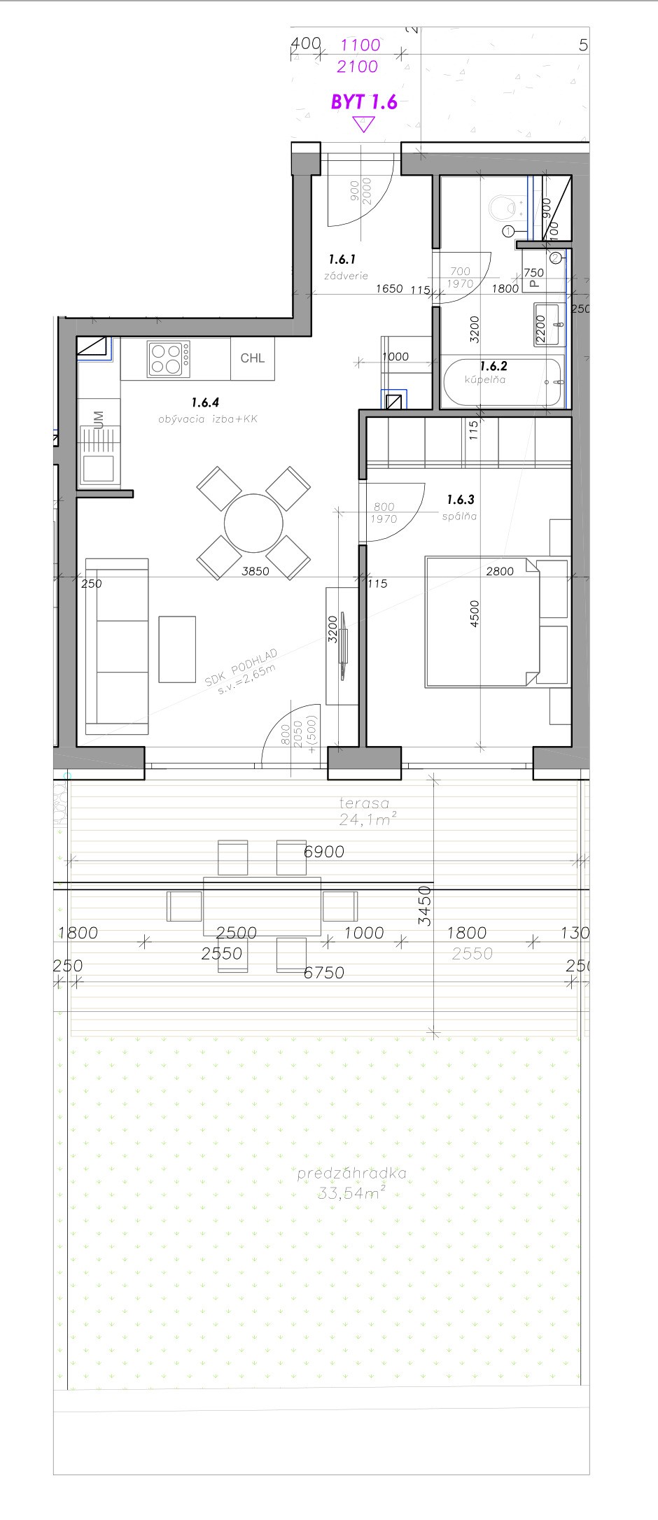 Rezidencia Kyjevská, Levice - byt 1.6